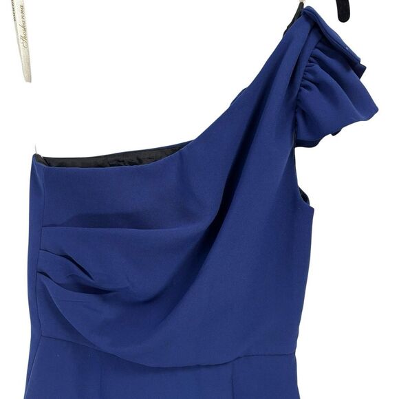 Shoshanna Stacie One Shoulder Mini‎ Dress Blue Designer Classy Formal Size 2 - Picture 4 of 11